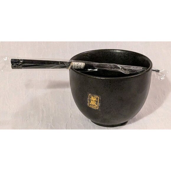 Panda Ramen Noodle Bowl Chopsticks Holder Ceramic Giant Bear Black Soup Cute Set - Picture 5 of 16